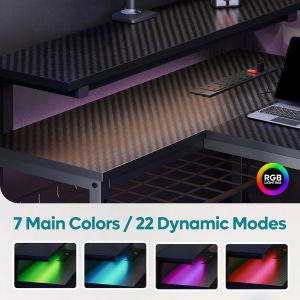 Bestier L-Shaped Gaming Desk with RGB Lighting – Corner Computer Table