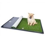 Dewonch Dog Artificial Grass Pad with Tray for Puppy Potty Training, Fake Turf Patch & Washable Pee Pad Pet Loo for Small and Medium Dogs, Indoor or Outdoor Use (Potty System 35.4” x 23.6”)