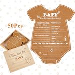 Queekay 50 Pcs Baby Prediction Cards for Baby Shower Advice Wishes Card with Wood Box for Baby Shower Games Party Decorations