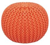 safunooza Designs Hand Knitted Cotton Rope Beans Filled Round Oval Pouf Pouffe - Orange Colour - Pack of 01 - Designed for Living Room Sitting, Foot Rest