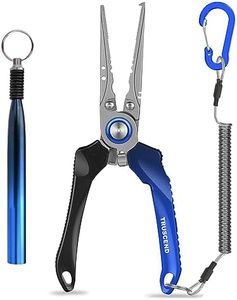 TRUSCEND Lockable Handy Fishing Pliers with Innovative Ergonomic Handle, Saltwater Corrosion Resistant Teflon Coated Fishing Tool, Multi-Function Fishing Gear with Mo-V Cutter, Amazing Fishing Gift