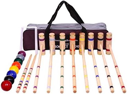 AmishToyBox.com Deluxe 8-Player Croquet Game Set with Duffel Carry Bag (Eight 32" Handles)