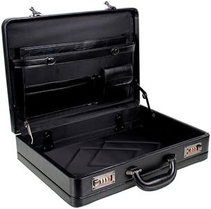 AR BRAND EST. 2021 Deluxe Faux Leather Expandable Executive Attache Case Briefcase Black AR Premium, Black