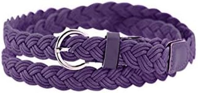 sourcing map Ceinture tressée maigre pour femmes avec boucle à ardillon réglable, tissage d�écontracté Violet Taille:26-33