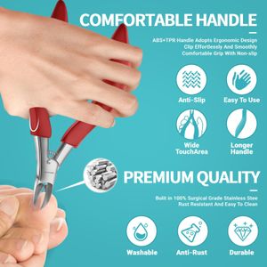 Podiatrist Toenail Clippers for Men & Seniors – Thick & Ingrown Nail Cutter, Curved Blade