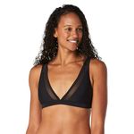 Speedo Women's Solid Mesh Bikini Top - Black, Size Medium