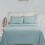 Clara Clark Premier 1800 Collection 4pc Bed Sheet Set - Queen Size, Light Blue Aqua,