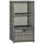 Outsunny Outdoor Storage Cabinet, Patio Storage Box Rack Rattan Wicker Pool Towel Valet Organizer Poolside Garden Lawn Bathroom Furniture Shelf w/Shelf Drawer, Mixed Grey