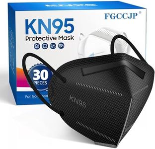 FGCCJP KN95 Face Mask 30pcs Disposable Face Masks Individual Packed Safety 5 Layers Breathable Cup Dust Masks Filtration>95% for Adults Men Women(Black)