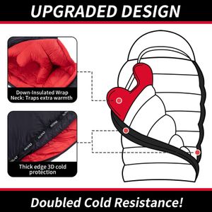 QEZER Cold Weather Sleeping Bag – 1800g, Black