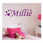 Wall Art Desire Personalised Love Heart Wall Sticker Childs Bedroom Custom Wall Decor Decals with Any Name & Any Colour (Medium - 58cm x 15cm)