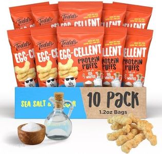 Todd's Better Snacks Egg-Cellent Protein Puffs, Sea Salt & Vinegar – 12g Protein, Gluten-Free, Paleo-Friendly, Baked, GLP-1 Compliant – Healthy Snack, Made with Egg Whites – 1.2 Oz (Pack of 10)