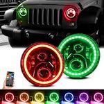 YEEGO DIRECT For Jeep Wrangler Headlights 1997-2018 7 inch LED Headlights Round Halo Headlight RGB Halo Angel Eye for Jeep Wrangler JKU JK LJ CJ TJ Sahara Sport Rubicon