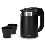 Navaris Travel Kettle Electric - 0.5 Litre - Small Kettle with Dual Walls and Boil Dry Protection - 1100W Holiday Kettles with 2 Cups