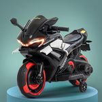 Baybee Baby Battery Operated Bike for Kids with Foot Accelerator & Music | Rechargeable Ride on Toy Bike with Training Wheels & LED Light | Baby Electric Bike for Kids to Drive 1 to 3 Years (Black)