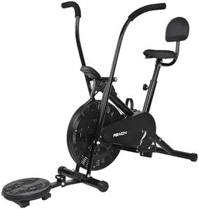 Reach AB-110 BST Air Bike Exercise Cycle with Moving or Stationary Handle | with Back Support Seat & Twister | Adjustable Knob Resistance | Exercise Gym Cycle for Home Workout & Fitness