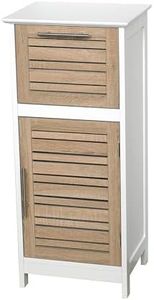 EVIDECO French Home Goods Bathroom Storage Cabinet with Vented Door and Drawer, Compact Freestanding Linen Cabinet for Small Spaces, White and Oak Finish - Stockholm Collection