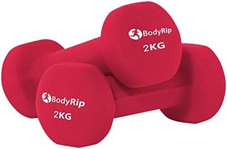 BodyRip 2kg Pair Neoprene Dumbbells | Hexagonal, Anti-Rolling | Home Gym Equipment, Fitness Exercise, Workout, Cardio, Free Weight, Lifting Set | Choose Weights for Men and Women