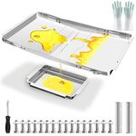 Grill Grease Tray Replacement for Dyna Glo with Catch Pan, Universal Adjustable 25"-34" Grill Drip Pan Replacement for 4/5/6 Burner Gas Grill Nexgrill Charbroil Kenmore Expert Grill BHG Grease Tray