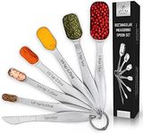 Zulay Heavy Duty Stainless Steel Measuring Spoons with Easy to Read, Slim Design for Narrow Spice Jars, 6 Piece Measuring Spoons with Etched Markings & Removable Clasp, Table Spoons Measuring Spoon