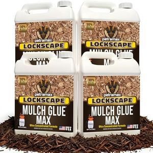 Petra Max Lockscape Mulch Glue for Landscaping -4 Gals - Strongest 3X Concentrated - Pet Safe Lockdown Sticky Mulch and Rock Glue for Pea Gravel 100% Permeable Binder Spray for Pine Straw, Wood Chips