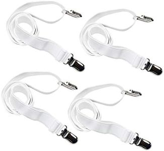 Eopocdor Long Bed Sheet Clips,Adjustable Bed Fitted Sheets Mattress Holder Straps Suspender Fastener,4 Pieces (White)