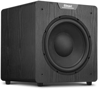 Elimavi 12" Powered Subwoofer Home Audio, 400W Deep Bass, Wooden Case,Black