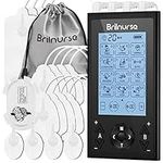 Brilnurse 4 Channels TENS Machine with 16 Electrode Pads, 24 Modes 20 Levels Intensity Rechargeable TENS Unit Muscle Stimulator Pain Relief Therapy, Electric Pulse Massager Device for Back Neck Arm