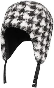CLAPE Unisex Trooper Trapper Hat Outdoor Winter Warm Ushanka Hat Russian Earflap Caps Snow Ski Hat, Blackwhite-Houndstooth