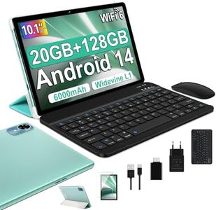 Tablette 10 Pouces Tablette Android 14 tablette tactile 20GO RAM + 128GO ROM (1tb TF) Widevine L1/ 5GWiFi 6/ Bluetooth 5.0/Octa-Core Tablette avec Clavier et Souris + Assurance écran d'un an-Vert