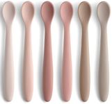 Silicone Baby Feeding Spoons, Training Spoon Self-feeding, First Stage Infant Soft-Tip Easy on Gums, Utensils Supplies, Dishwasher & Boil-proof, 6 Pack