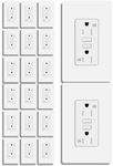 KCMYTONER Slim GFCI Outlet 15 Amp,Thin GFI Electrical Outlet,Slim Ground Fault Receptacle Outlet Weather 125 Volt,with Decorator Screwless GFCI Plate,ETL Listed, 20PK White GFI