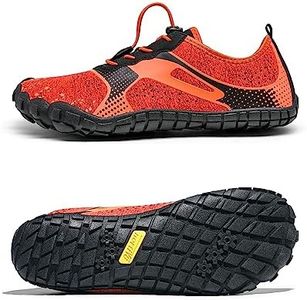 NORTIV 8 Mens Quick Dry Barefoot Aqua Shoes - Outdoor Water Shoes for Swim, Beach Sports, Fishing, Hiking, Diving, Surf, Orange/Black - 9.5 (TREKMAN-1)