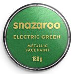 Snazaroo Metallic Face and Body Paint for Kids and Adults, Electric Green Colour, Water Based, Easily Washable, Non-Toxic, Makeup, Body Painting for Parties, for Ages 3+