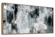 Black Gray Abstract Wall Art - Framed Brown Dark Grey Abstract Canvas Pictures for Wall Decor Modern Abstract Canvas Painting Artwork for Living Room Bedroom Home Decor 75X150CM