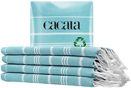 Cacala Turkish Hand Towels with Hanging Loop (23 x 36) Set of 4-100% Cotton Kitchen Towel Quick Dry Prewashed for Soft Feel Decorative Towels for Gym, Yoga, Bath and Kitchen - Aqua