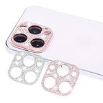 Wisdompro [2 Pack] Bling Camera Lens Protector for iPhone 13 Pro/iPhone 13 Pro Max, Glitter Diamond Camera Lens Cover Sticker Protector for iPhone 13 Pro/iPhone 13 Pro Max 2021 (Rose Gold + Silver)