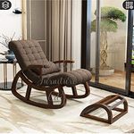 Wooden Furniture City Teak Wood Traditional Rocking Tropical Comfortable and Simple Designed Arm Chair (Brown)