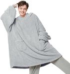 Bedsure Wearable Blanket Hoodie Gifts for Women - Cozy Sherpa Hoodie Blanket for Adult Men, Warm Hooded Blanket Sweatshirt, Grey, Oversized