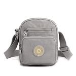 Womens Multi Pocket Casual Nylon Cross Body Bag Messenger Handbag for Ladies Girls Shopping Hiking Daily Use (Gray)