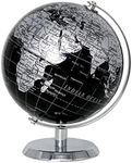 Exerz 14cm World Globe - Mini Globe Educational/Geographic/Modern Desktop Decoration - Stainless Steel Arc and Base - for School, Home, and Office (Black)…