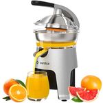 Eurolux Die Cast Stainless Steel Electric Citrus Juicer Squeezer, for Orange, Lemon, Grapefruit | 300 Watts of Power, With 2 Stainless Steel Filter Sizes for Pulp Control