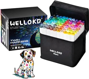 WELLOKB Alcohol Markers Set, 80 Colors Dual Tip Art Markers with Broad and Fine Tips for Adult Coloring Books, Drawing, Illustration, Sketching, No Bleed Ink Supplies
