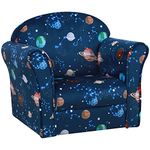 HOMCOM Children's Armchairs Toddler Chair Kids Mini Sofa Planet-themed w/Non-slip Feet, for Bedroom, Blue