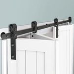 JUBEST 52" Bi-Folding Sliding Barn Door Hardware Track Kit, Heavy Duty Side Mounted Black Roller for 4 Doors, Smoothly & Quietly, Easy to Install (No Door Included)