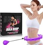 Fitness Hula Hoops, Weighted Hula Hoop For Adults 360 Degree Auto-Spinning Ball Massage, Infinity Hoop, Weight Loss Exercise Equipment for Home Use - 24 Detachable Knots/Link (Purple)