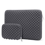 MOSISO Laptop Sleeve Compatible with MacBook Air/Pro, 13-13.3 inch Notebook, Compatible with MacBook Pro 14 inch M3 M2 M1 Chip Pro Max 2024-2021, Diamond Foam Neoprene Bag with Small Case, Space Gray