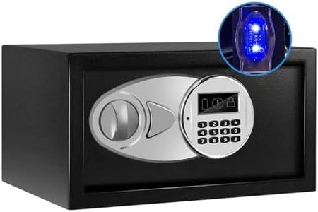 Sdstone Safe Box with Induction Light, Steel Structure Hidden Safe Box with Key & Digital Lock for Home and Company. Electronic Security Safe for Money. Wall or Cabinet Fixed Design, Protect Cash, Jewelry, Passport, 0.4 Cubic Feet