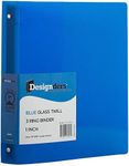 JAM PAPER Plastic 1 inch Binder - Blue 3 Ring Binder - Sold Individually