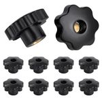 Mynoozi 10 PCS Star Knob M12 Black Plastic Through Hole Knob, Female Threaded Knob Star Shape Knob, Knurled Thread Clamping Knob, Knob Grip Handle for Machine Tool